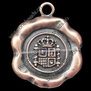 Pendant, Zinc Alloy Jewelry Findings, Lead-free, Flat Round 30x30mm, Sold by Bag