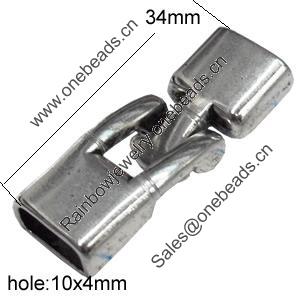Clasps, Zinc Alloy Jewelry Findings Lead-free, 12x34mm, Hole:10x4mm, Sold by Bag