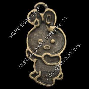 Pendant, Zinc Alloy Jewelry Findings, Lead-free, Animal 18x9mm, Sold by Bag