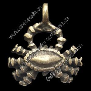 Pendant, Zinc Alloy Jewelry Findings, Lead-free, Animal 13x15mm, Sold by Bag