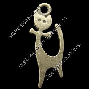 Pendant, Zinc Alloy Jewelry Findings, Lead-free, Animal 24x10mm, Sold by Bag