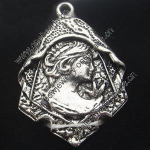 Pendant, Zinc Alloy Jewelry Findings, Lead-free, Cameos 27x33mm, Sold by Bag