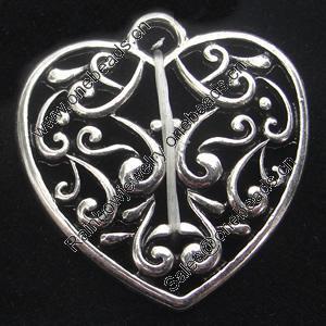 Pendant, Zinc Alloy Jewelry Findings, Lead-free, Heart 26x27mm, Sold by Bag