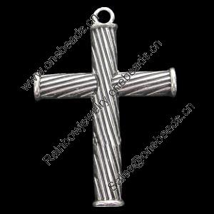 Pendant, Zinc Alloy Jewelry Findings, Lead-free, Cross 38x50mm, Sold by Bag