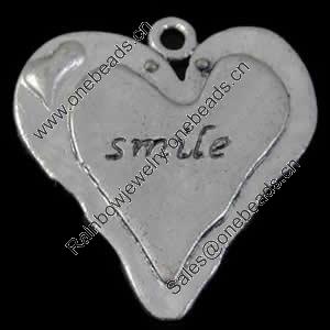 A Grade, Zinc Alloy Jewelry Pendant, Lead-free & Nickel-free, 30x32x2mm, Sold by PC