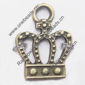 Pendant, Zinc Alloy Jewelry Findings, Lead-free, Crown 15x14mm, Sold by Bag