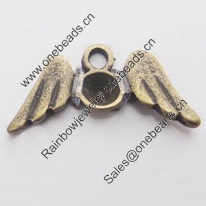 Pendant, Zinc Alloy Jewelry Findings, Lead-free, Wing 10x22mm, Sold by Bag