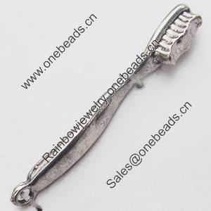 Pendant, Zinc Alloy Jewelry Findings, Lead-free, Toothbrush 48x5mm, Sold by Bag