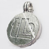 Pendant, Zinc Alloy Jewelry Findings, Lead-free, Flat Round 38x29mm, Sold by Bag