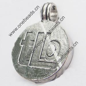 Pendant, Zinc Alloy Jewelry Findings, Lead-free, Flat Round 38x29mm, Sold by Bag