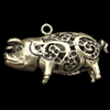 Hollow Bali Pendant Zinc Alloy Jewelry Findings, Lead-free, Animal 31x49mm, Sold by PC