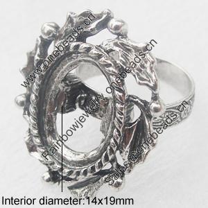 Finger ring Settings, A Grade, zinc alloy setting with copper ring, Nickel-free $ Lead-free,Adjustable, Sold by PC 