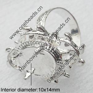 Finger ring Settings, A Grade, zinc alloy setting with copper ring, Nickel-free $ Lead-free,Adjustable, Sold by PC 