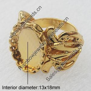 Finger ring Settings, A Grade, zinc alloy setting with copper ring, Nickel-free $ Lead-free,Adjustable, Sold by PC 