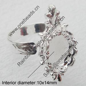 Finger ring Settings, A Grade, zinc alloy setting with copper ring, Nickel-free $ Lead-free,Adjustable, Sold by PC 