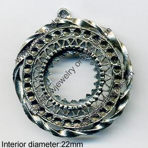 Zinc Alloy Jewelry Pendants, Nickel-free & Lead-free, A grade, Outside diameter:46x50mm, Interior diameter:22mm, Sold by