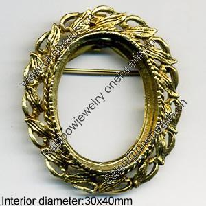 Zinc Alloy Brooch Settings, Nickel-free & Lead-free, A Grade Outside diameter:46x55mm, Interior diameter:30x40mm, Sold b