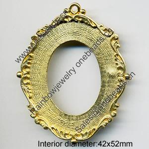 Zinc Alloy Jewelry Pendants, Nickel-free & Lead-free, A grade, Outside diameter:53x66mm, Interior diameter:42x52mm, Sold