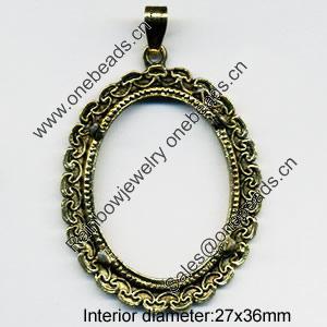 Zinc Alloy Jewelry Pendants, Nickel-free & Lead-free, A grade, Outside diameter:39x53mm, Interior diameter:27x36mm, Sold