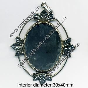 Zinc Alloy Jewelry Pendants, Nickel-free & Lead-free, A grade, Outside diameter:56x68mm, Interior diameter:30x40mm, Sold