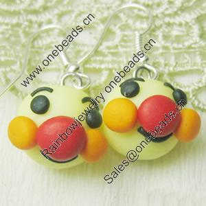 Handmade Fimo Earring, Bead size:10-15mm, Sold by Dozen 