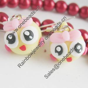 Handmade Fimo Earring, Bead size:10-15mm, Sold by Dozen 