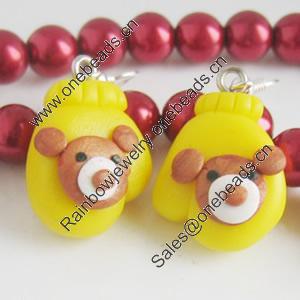 Handmade Fimo Earring, Bead size:10-15mm, Sold by Dozen 