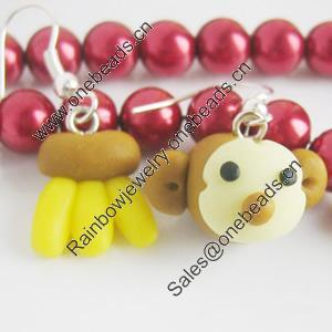 Handmade Fimo Earring, Bead size:10-15mm, Sold by Dozen 