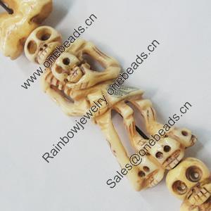 Natural Tibetan Yak Bone Beads, Handmade Skeleton, 30x75mm, Sold by PC