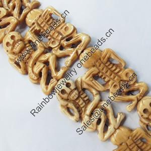 Natural Tibetan Yak Bone Beads, Handmade Skeleton, 24x57mm, Sold by PC