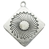 Pendant, Zinc Alloy Jewelry Findings, Lead-free, Diamond 26x26mm, Sold by bag
