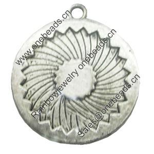 Pendant, Zinc Alloy Jewelry Findings, Lead-free, Flat Round 25mm, Sold by bag