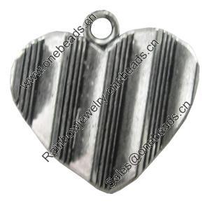 Pendant, Zinc Alloy Jewelry Findings, Lead-free, Heart 22x20mm, Sold by bag