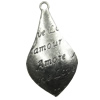 Pendant, Zinc Alloy Jewelry Findings, Lead-free, Heart 21x38mm, Sold by bag