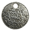 Message charm, Zinc Alloy Jewelry Findings, Lead-free, Flat round 20mm, Sold by bag