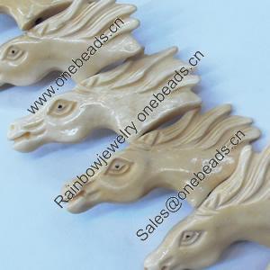 Natural Tibetan Yak Bone Beads, Handmade Animal, 52x22mm, Sold by PC