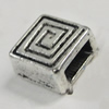 Slider, Zinc Alloy Bracelet Findinds, Lead-free, 9x9mm, Hole:7x2.5mm, Sold by KG 