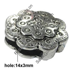 Slider, Zinc Alloy Bracelet Findinds, Lead-free, 17mm, Hole:14x3mm, Sold by KG 