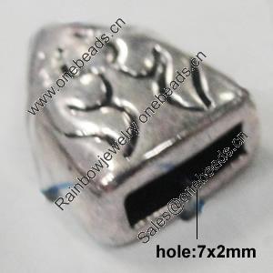 Slider, Zinc Alloy Bracelet Findinds, Lead-free, 12x9mm, Hole:7x2mm, Sold by KG 