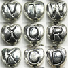 Beads, Zinc Alloy Jewelry Findings, Lead-free, Heart with letter, mixed, 8x7mm, Sold by Bag