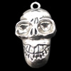 A Grade, Zinc alloy charms, Skull, 37x23x7mm, Nickel-free & Lead-free, Sold by PC