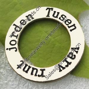 Zinc Alloy Jewelry Message Donut, Nickel-free & Lead-free, 30mm, Sold by PC 