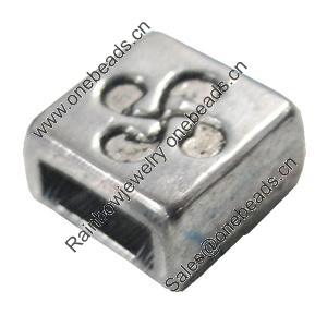 Slider, Zinc Alloy Bracelet Findinds, Lead-free, 9x9mm, Hole:6x2mm, Sold by KG 