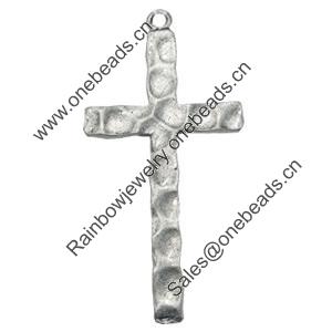 Pendant, Zinc Alloy Jewelry Findings, Lead-free, Cross 29x55mm, Sold by bag 