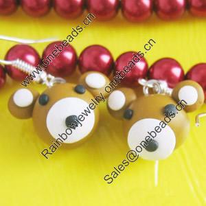 Handmade Fimo Earring, Bead size:10-15mm, Sold by Dozen 