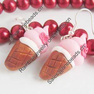 Handmade Fimo Earring, Bead size:10-15mm, Sold by Dozen 