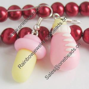 Handmade Fimo Earring, Bead size:10-15mm, Sold by Dozen 