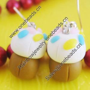 Handmade Fimo Earring, Bead size:10-15mm, Sold by Dozen 