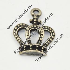 Pendant, Zinc Alloy Jewelry Findings, Lead-free, crown 12x16mm, Sold by Bag