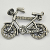 Zinc Alloy Charm/Pendant with Crystal, Lead-free, Bicycle 39x28mm, Sold by PC